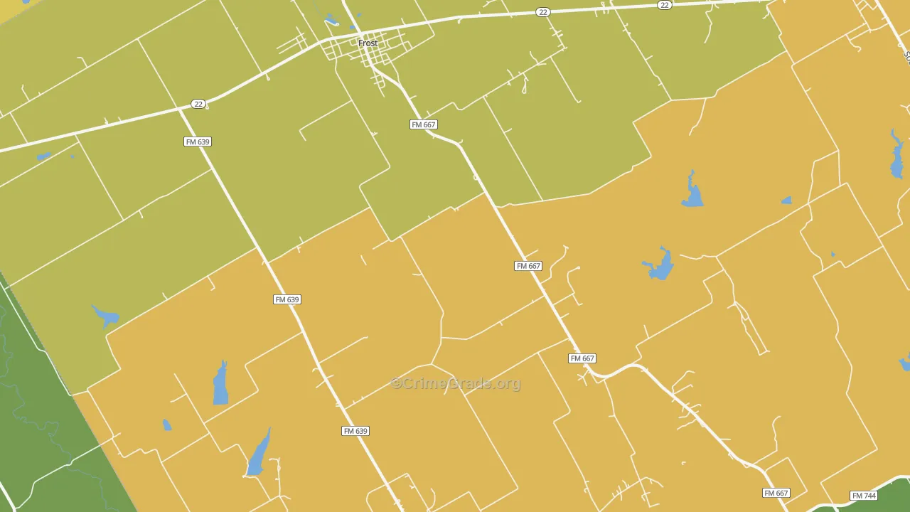 Frost, TX Map of Murder Rates