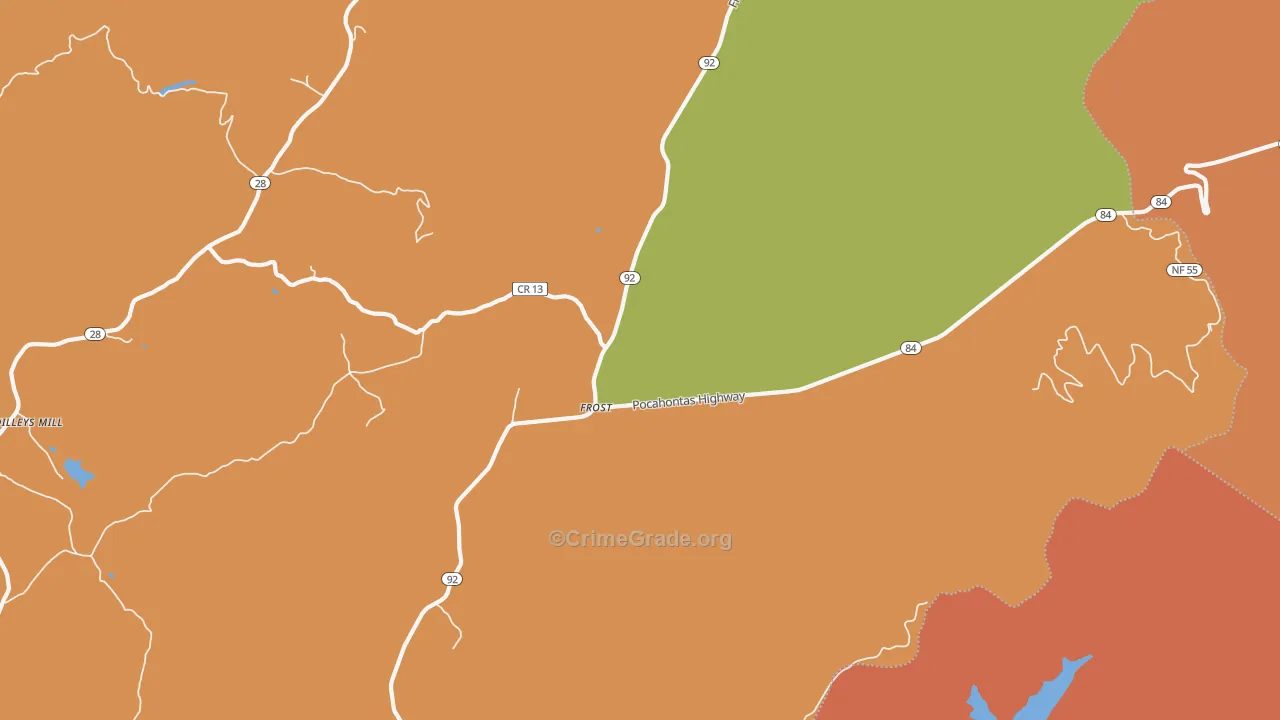 Frost, WV Map of Murder Rates
