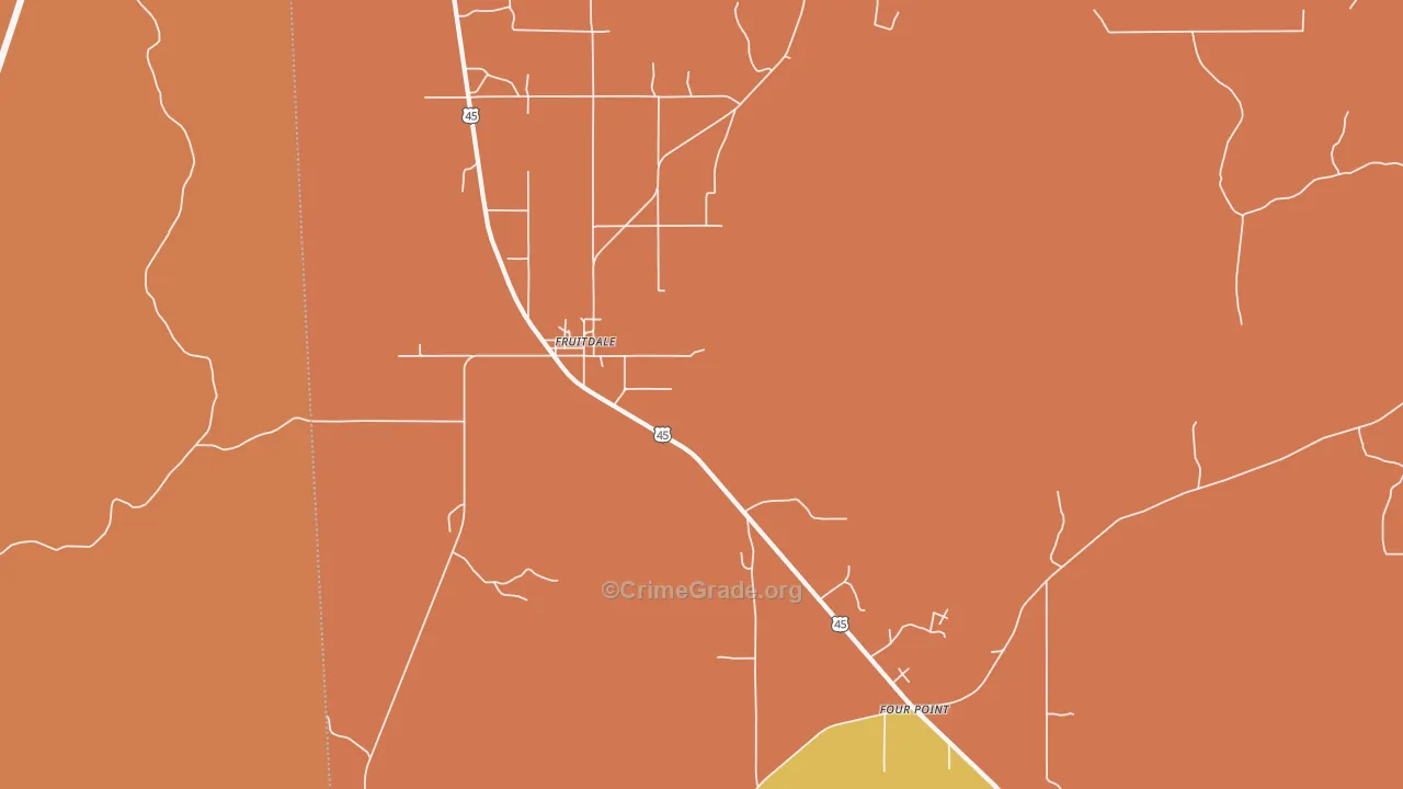 Fruitdale, AL Map of Murder Rates