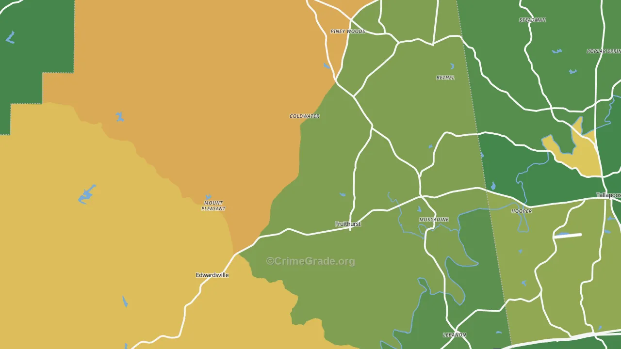 Fruithurst, AL Map of Murder Rates