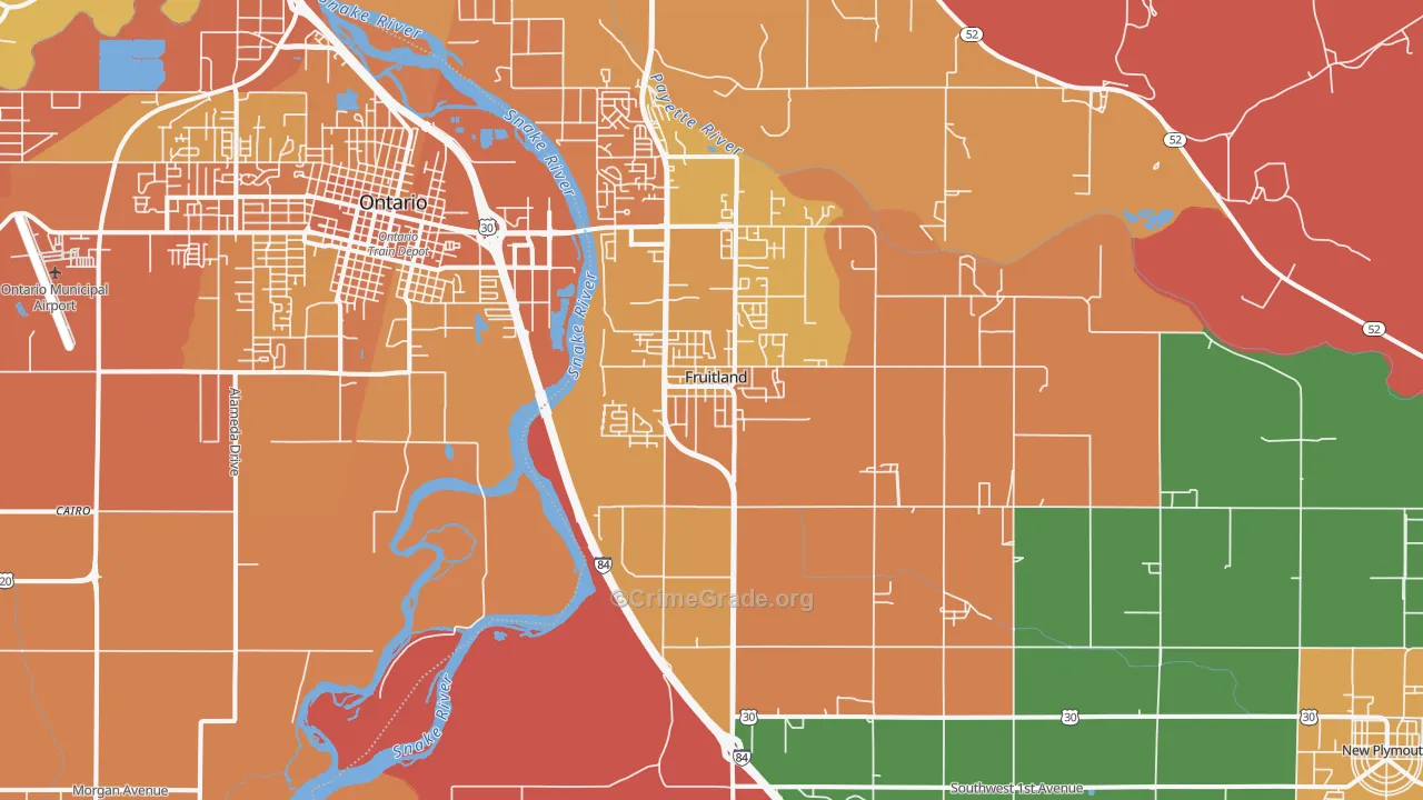 Fruitland, ID Map of Murder Rates