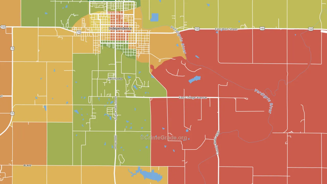 Fruitland, KS Map of Murder Rates