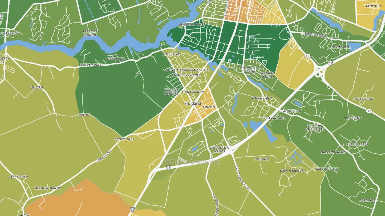 Fruitland, MD Map of Murder Rates