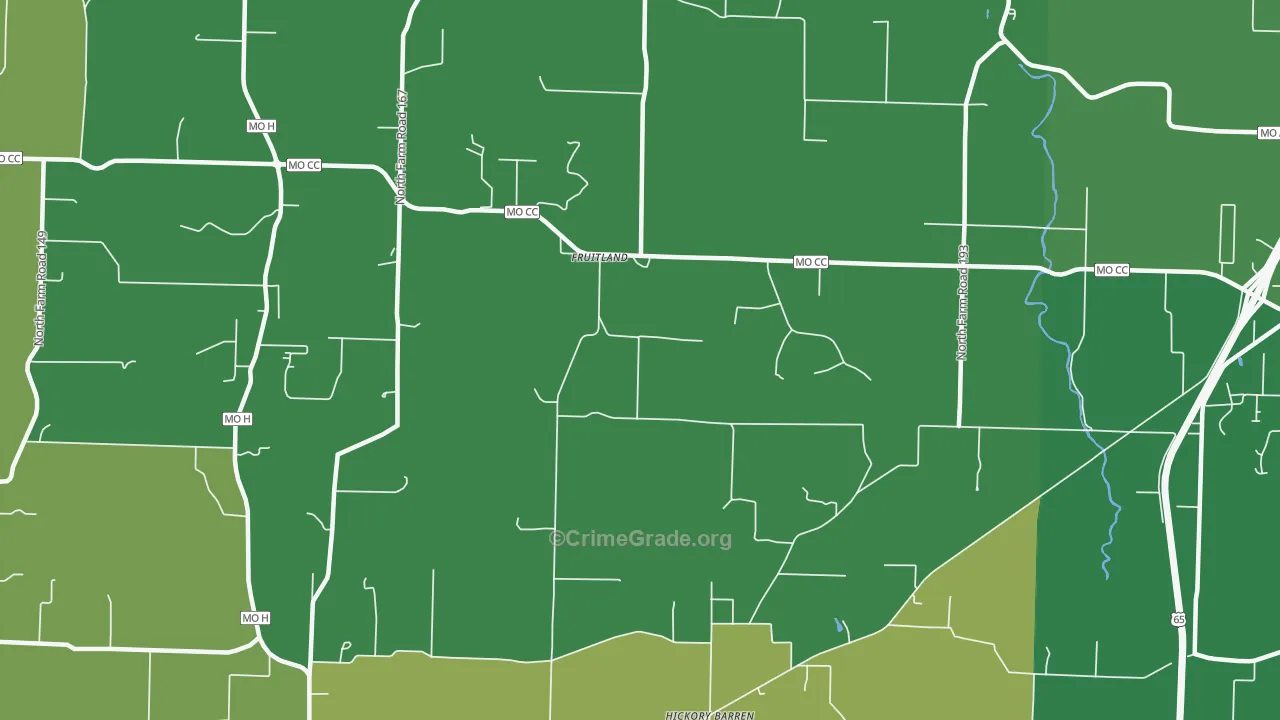 Fruitland, MO Map of Murder Rates