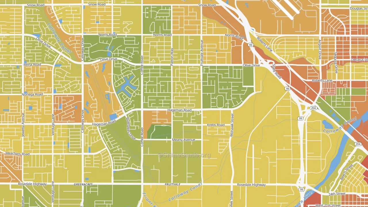 Fruitvale, Bakersfield, CA Map of Murder Rates
