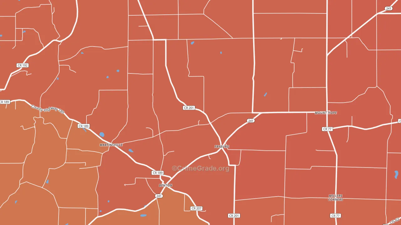 Fryburg, OH Map of Murder Rates