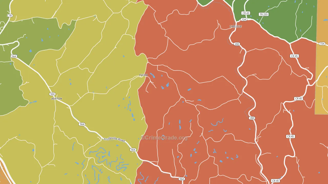 Fulda, OH Map of Murder Rates