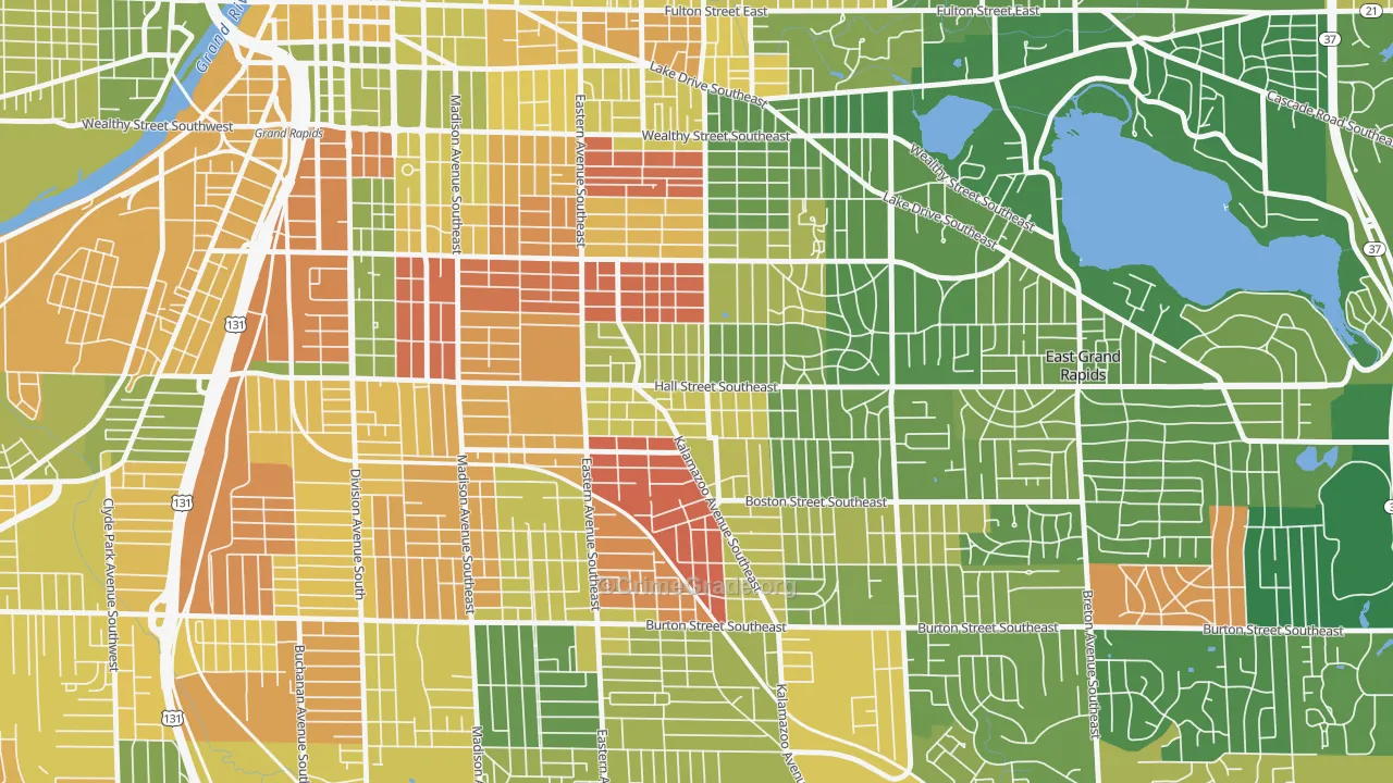 Fuller Avenue, Grand Rapids, MI Map of Murder Rates