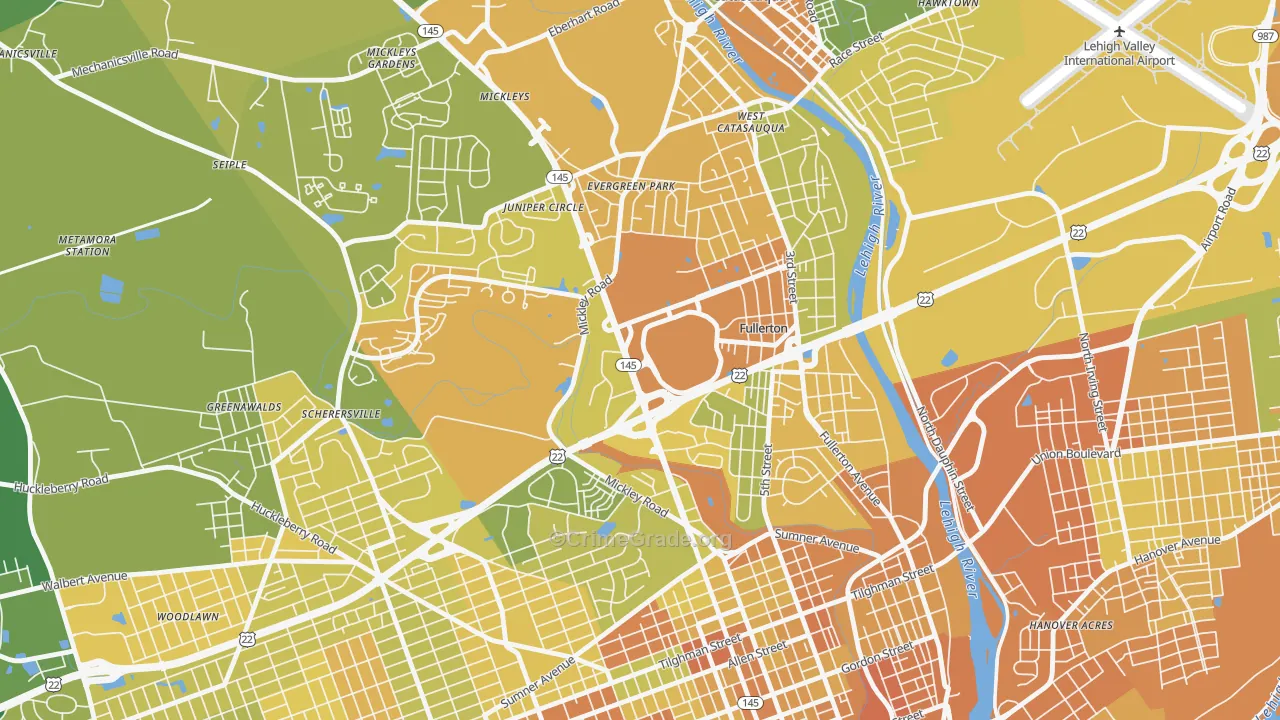Fullerton, PA Map of Murder Rates