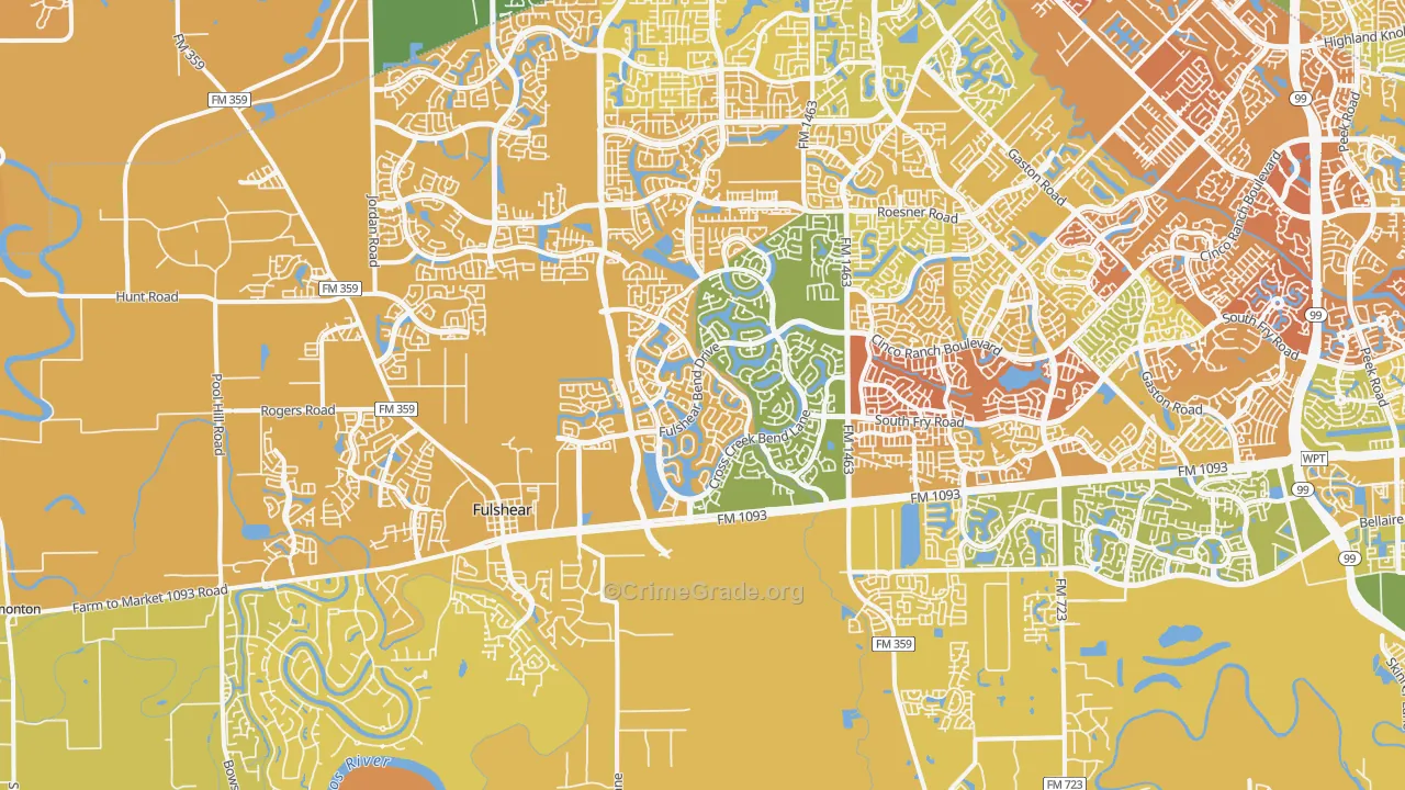 Fulshear, TX Map of Murder Rates