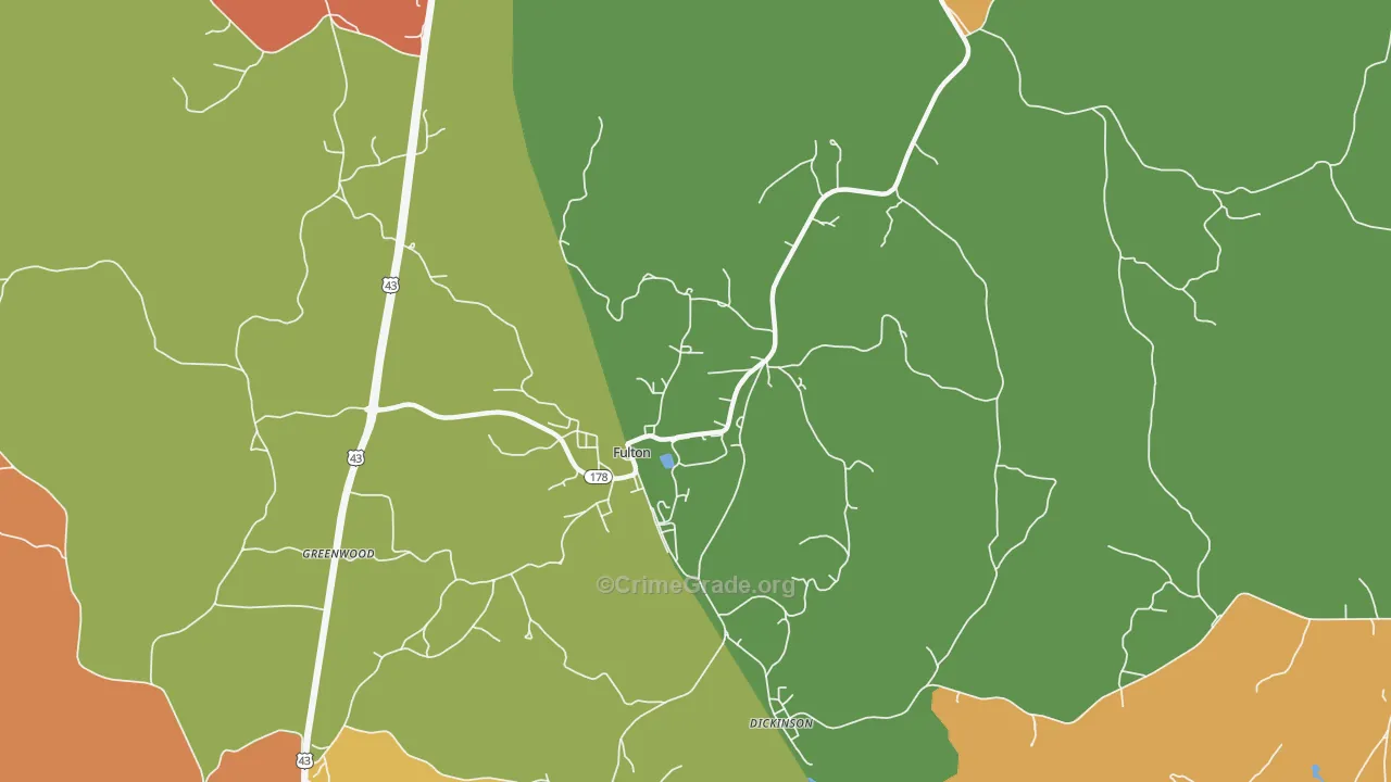 Fulton, AL Map of Murder Rates
