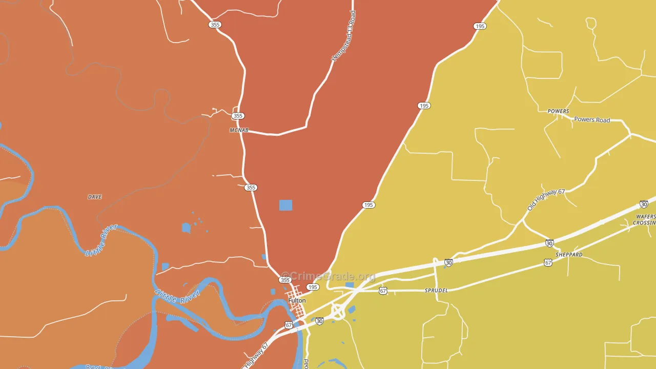 Fulton, AR Map of Murder Rates