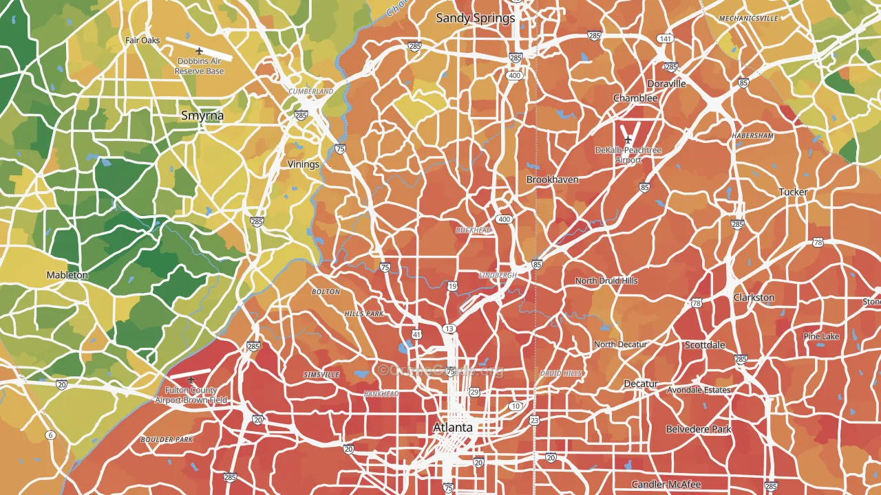 Fulton County, GA Map of Murder Rates