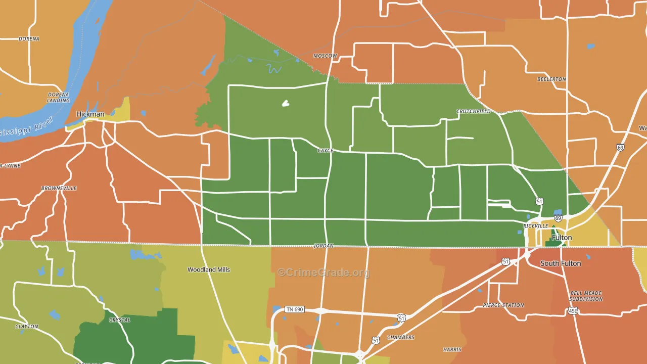 Fulton County, KY Map of Murder Rates
