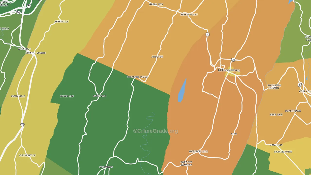 Fulton County, PA Map of Murder Rates