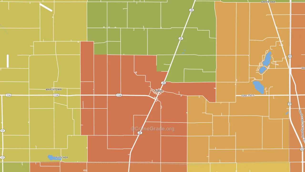 Fulton, IN Map of Murder Rates