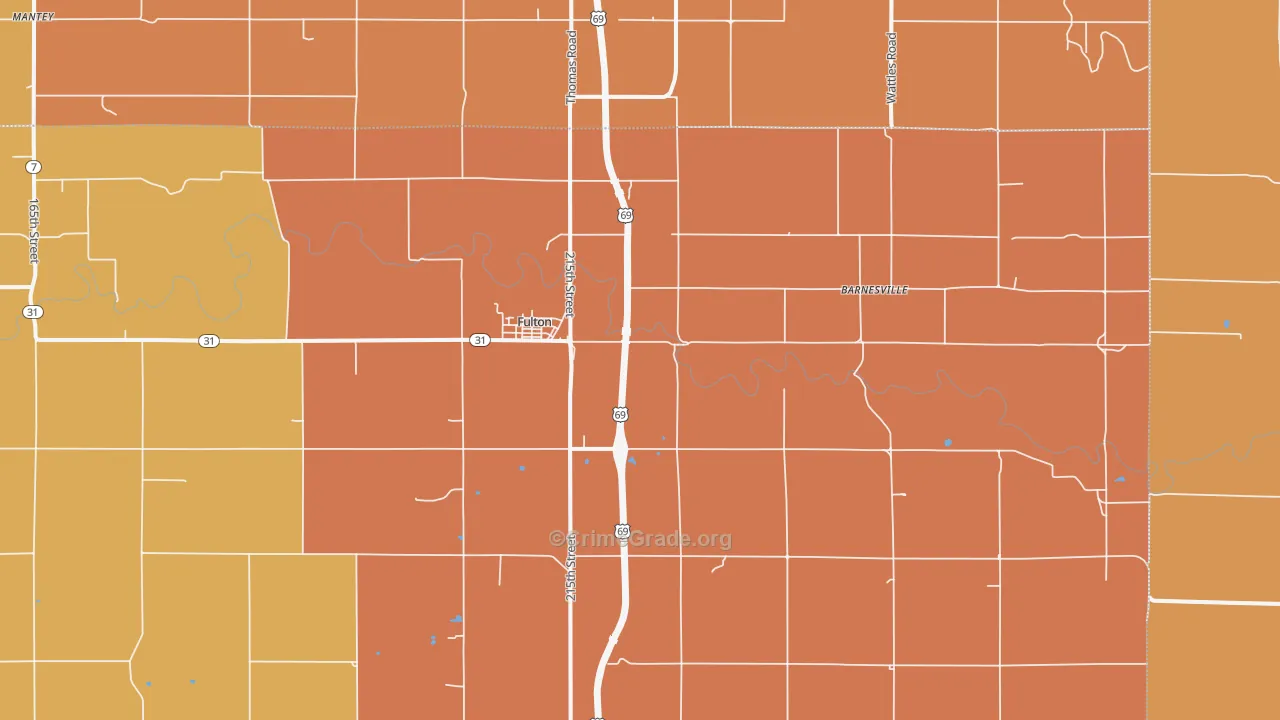 Fulton, KS Map of Murder Rates