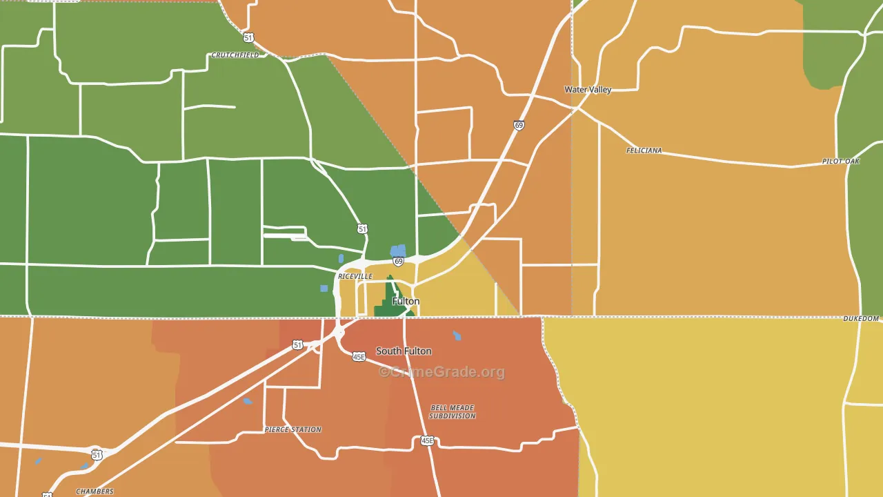 Fulton, KY Map of Murder Rates