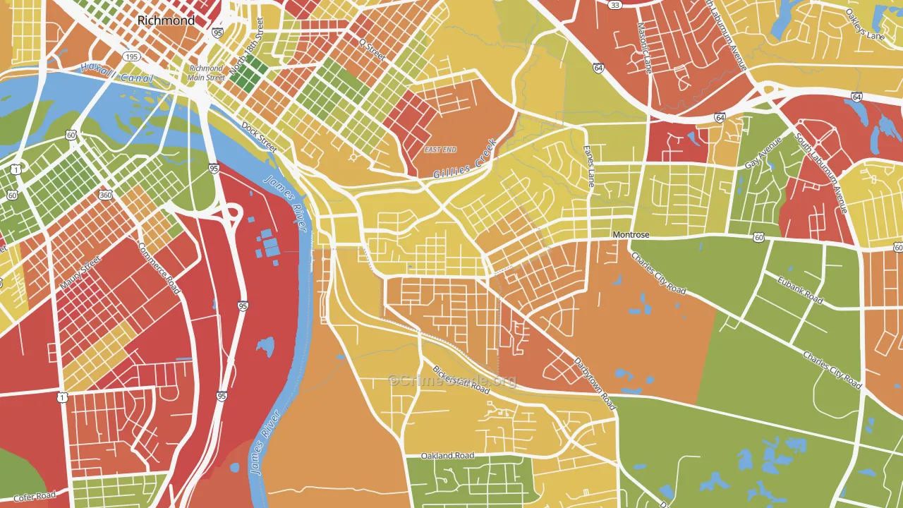 Fulton, Montrose Heights, VA Map of Murder Rates