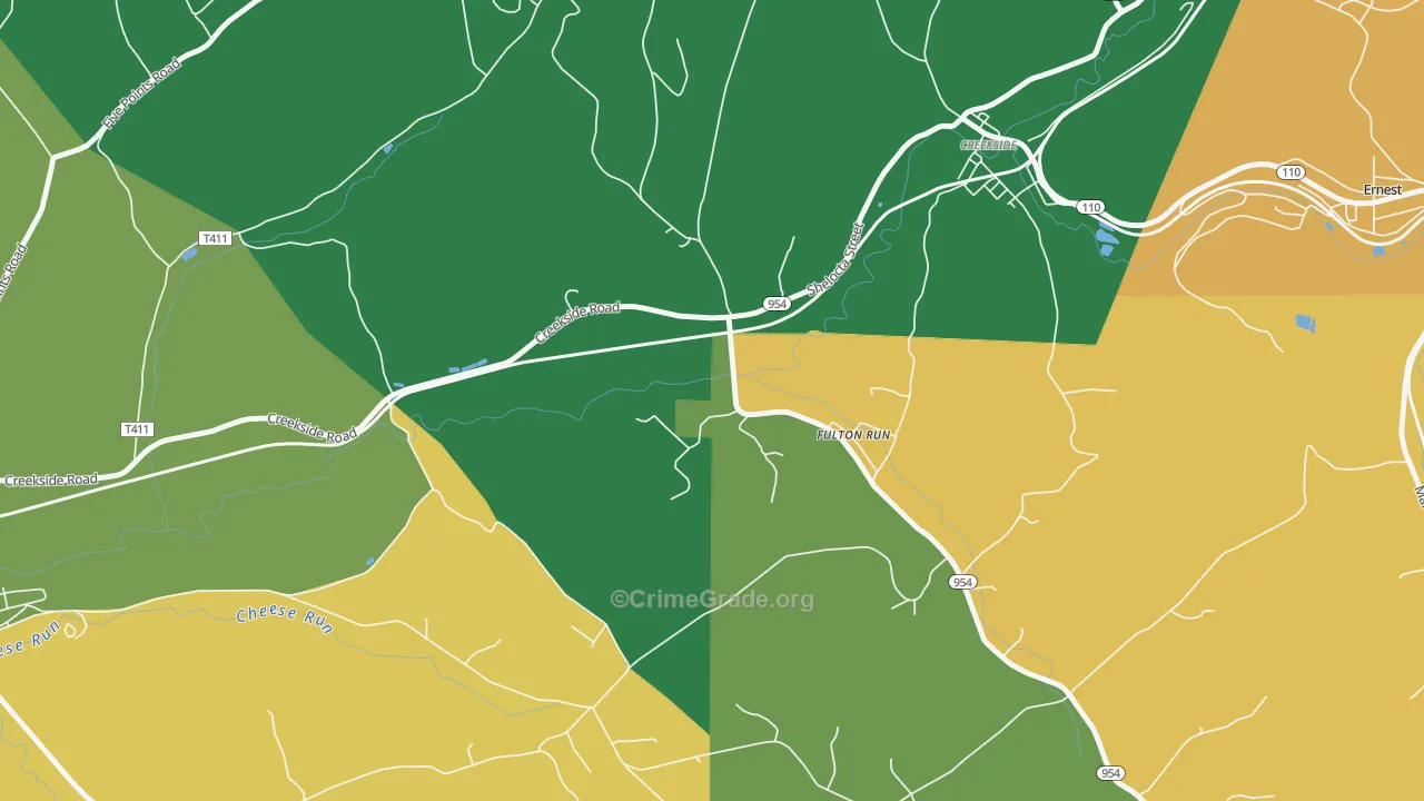 Fulton Run, PA Map of Murder Rates