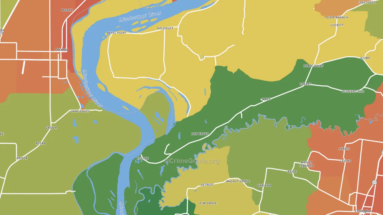 Fulton, TN Map of Murder Rates