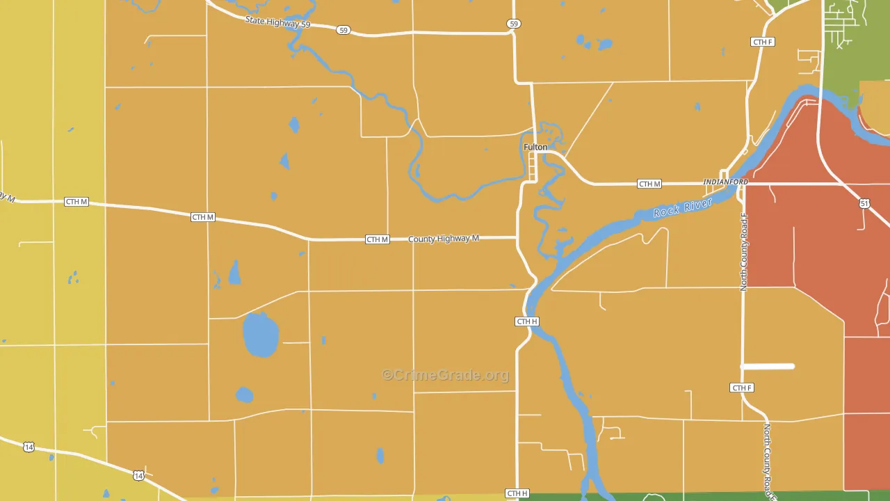 Fulton, WI Map of Murder Rates