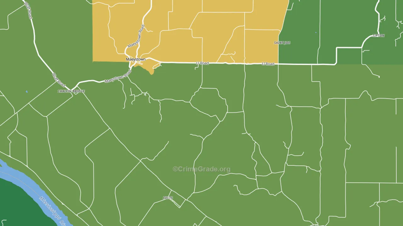 Fults, IL Map of Murder Rates