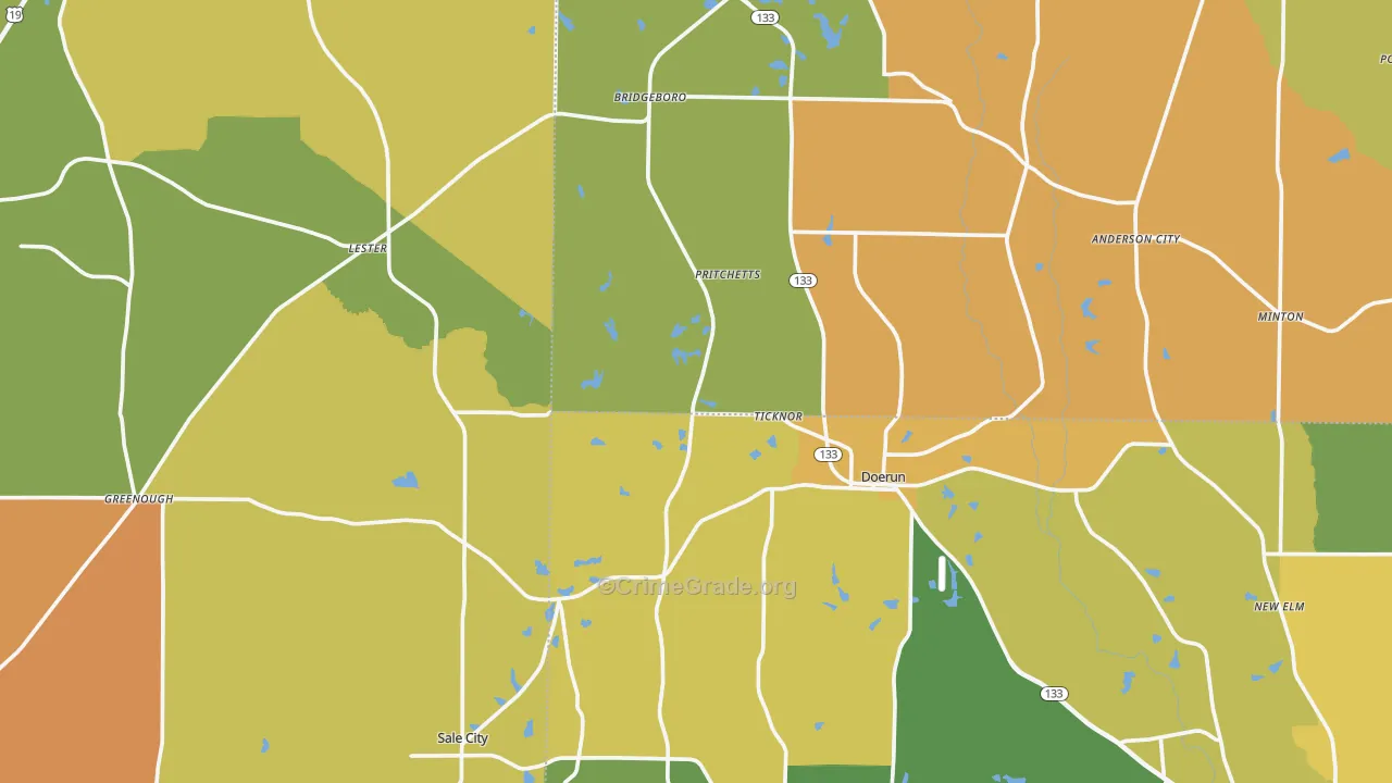 Funston, GA Map of Murder Rates