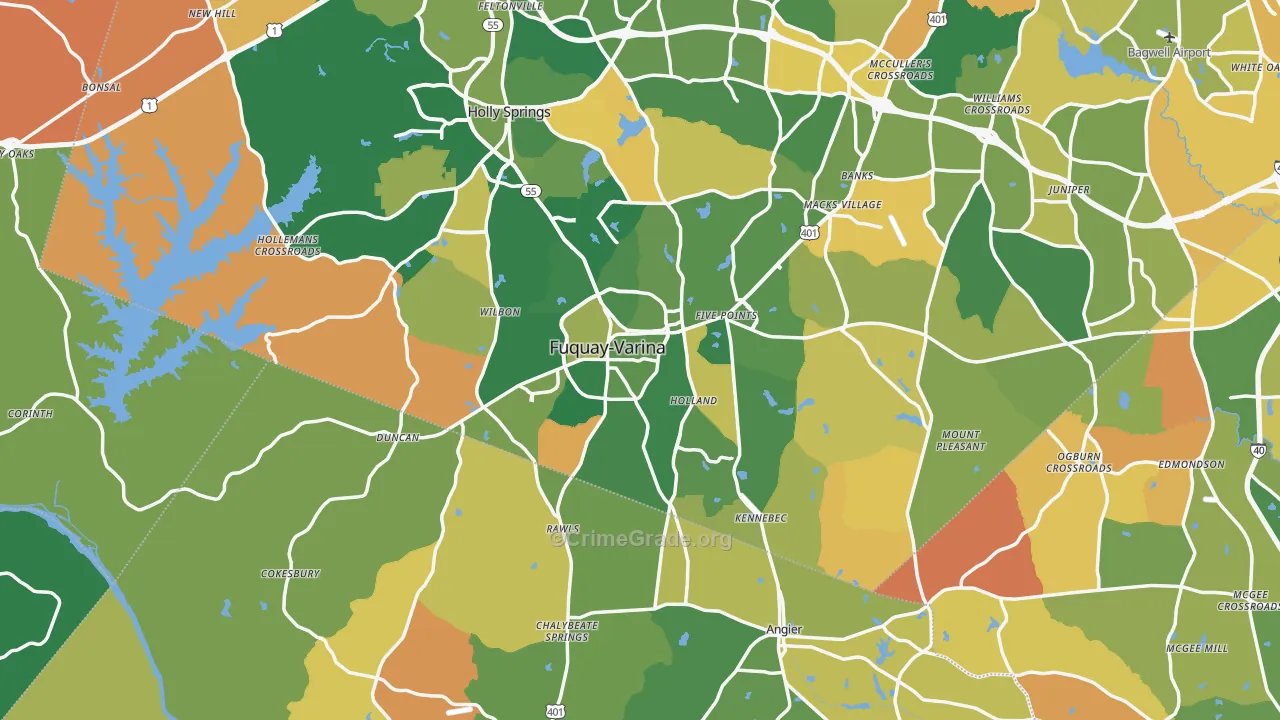 Fuquay-Varina, NC Map of Murder Rates