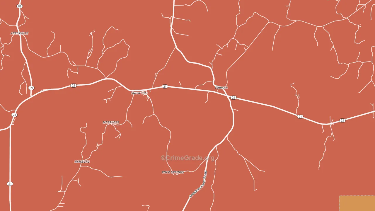 Furman, AL Map of Murder Rates