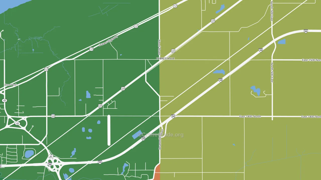 Furnessville, IN Map of Murder Rates