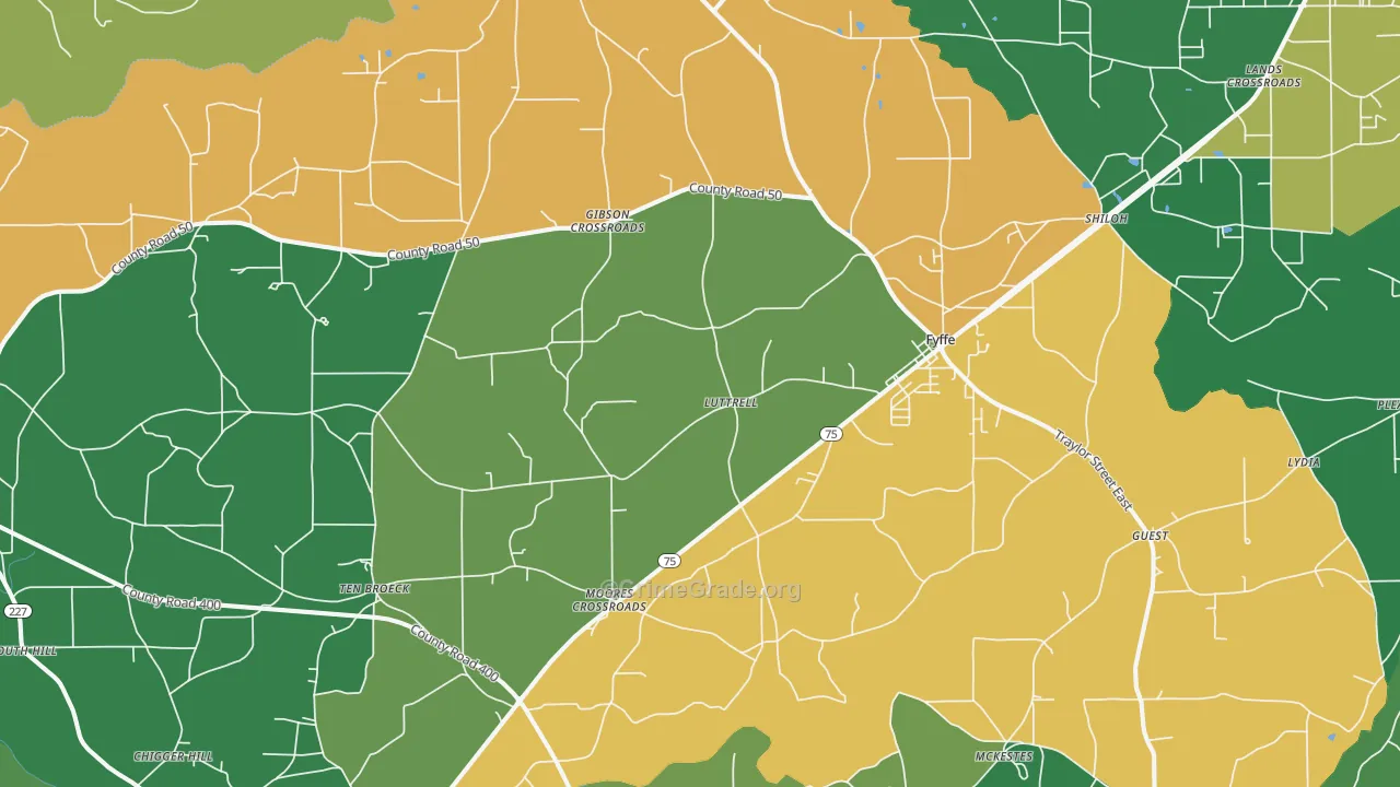 Fyffe, AL Map of Murder Rates