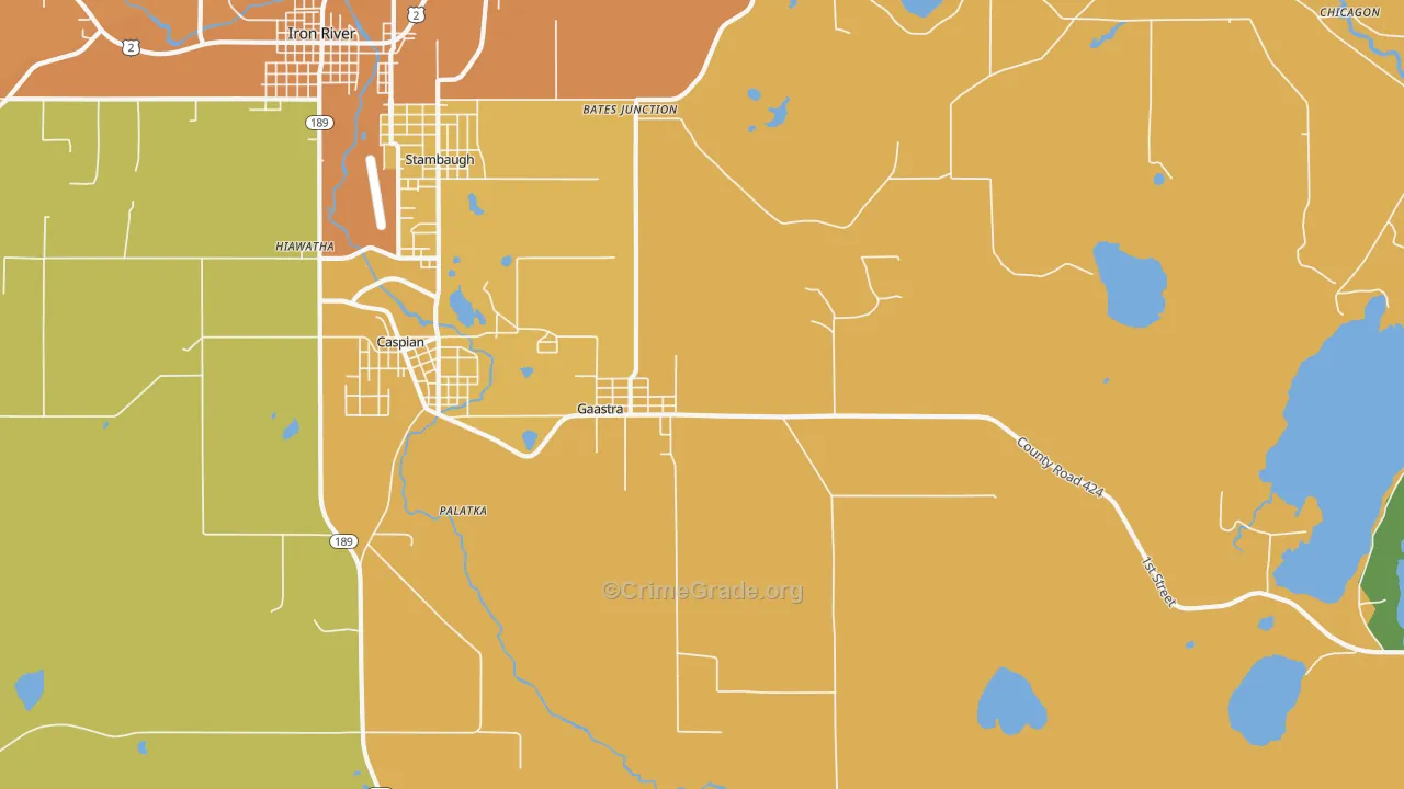 Gaastra, MI Map of Murder Rates
