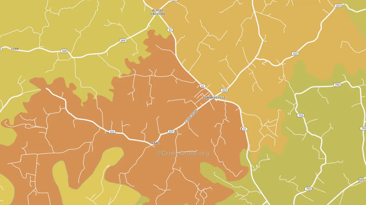 Gabe, KY Map of Murder Rates