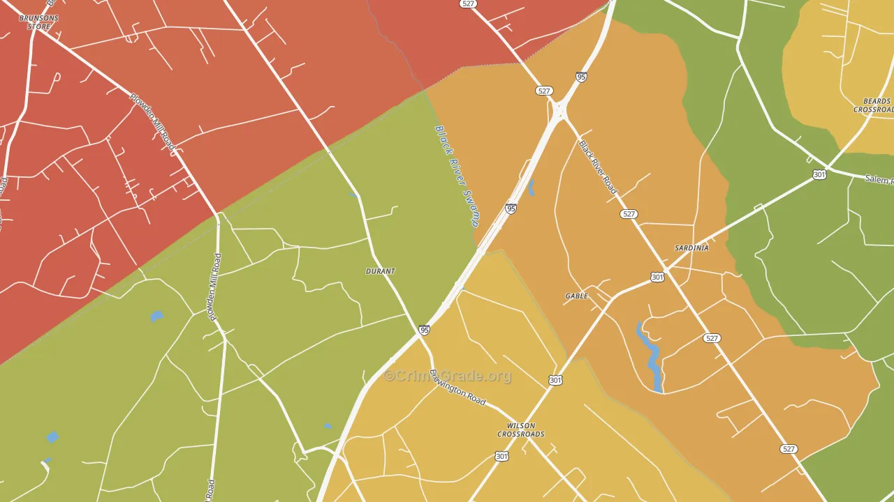 Gable, SC Map of Murder Rates