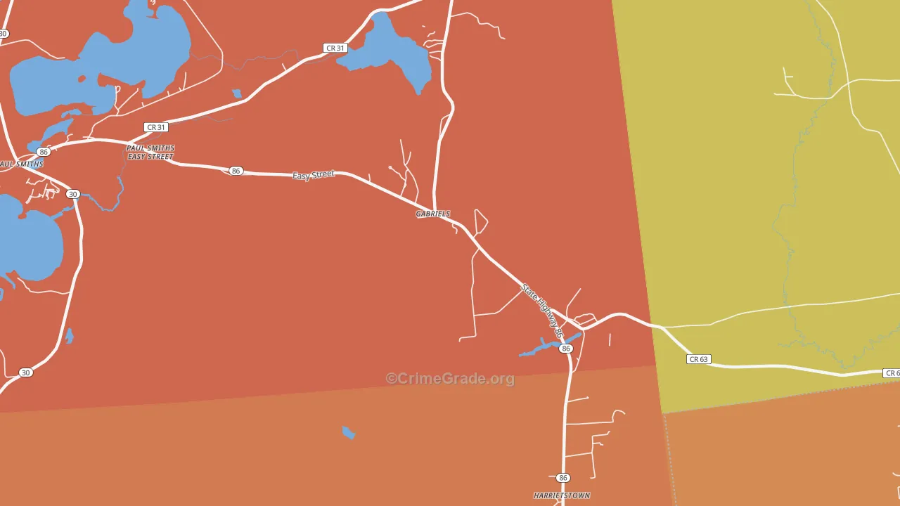 Gabriels, NY Map of Murder Rates