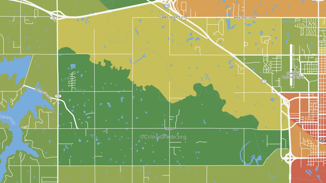 Gaddy, OK Map of Murder Rates
