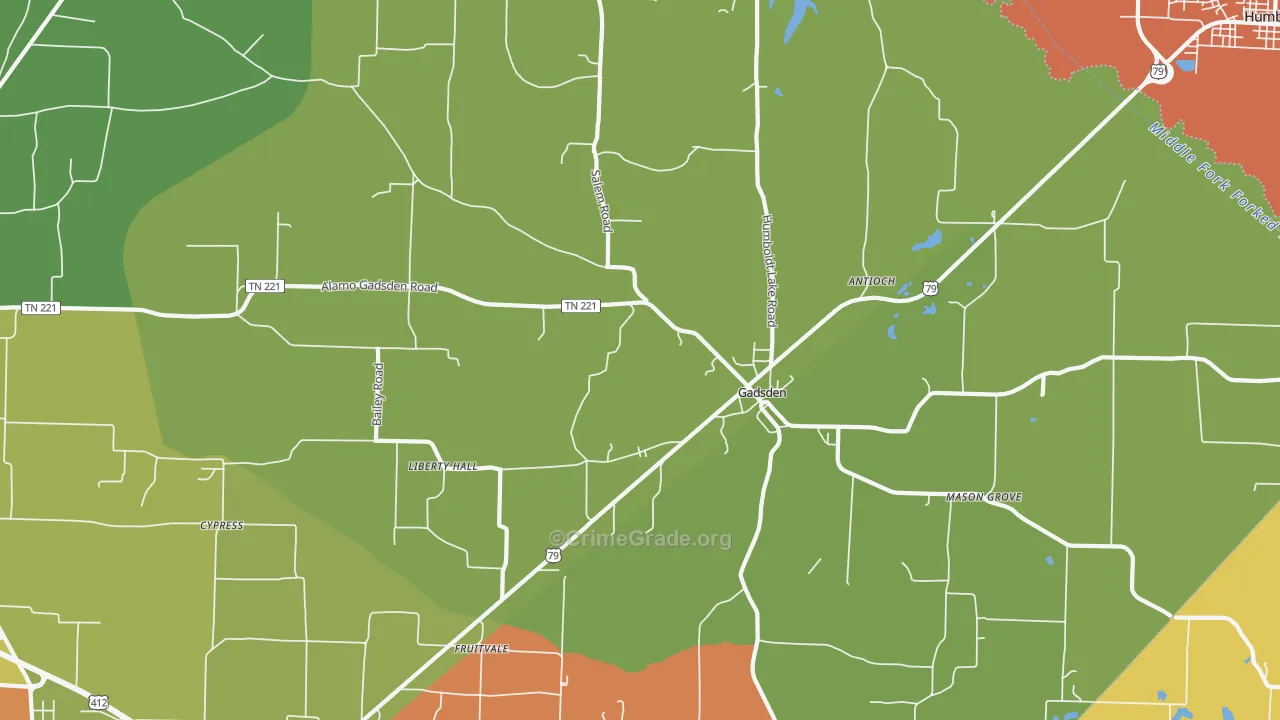 Gadsden, TN Map of Murder Rates