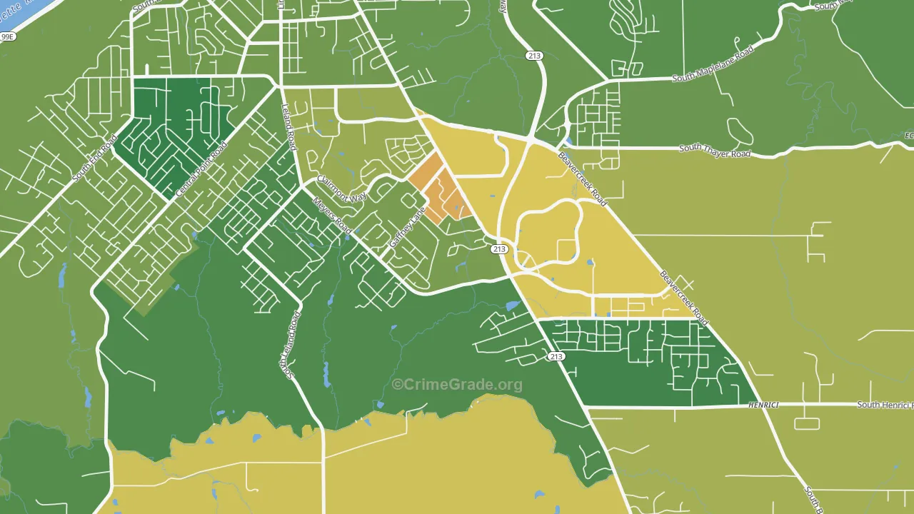 Gaffney Lane, Oregon City, OR Map of Murder Rates