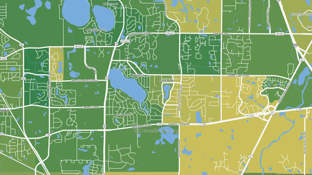 Gages Lake, IL Map of Murder Rates