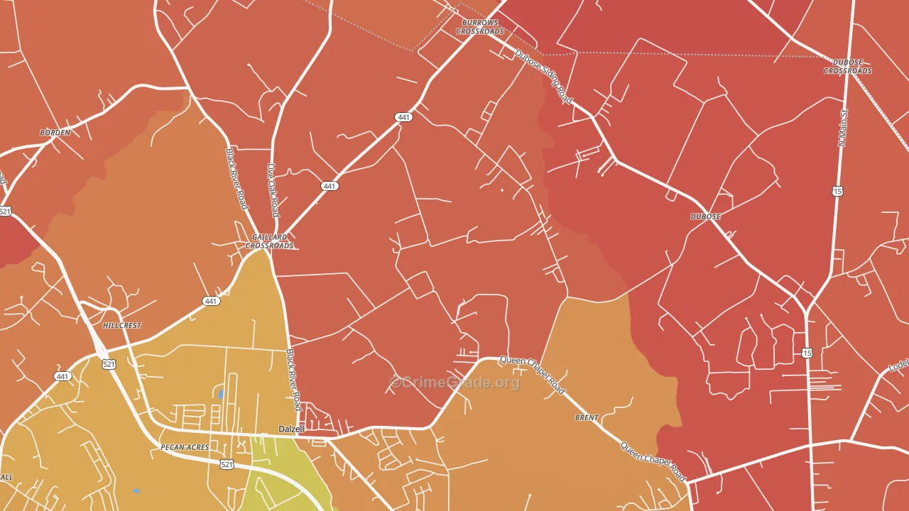 Gaillard Crossroads, SC Map of Murder Rates