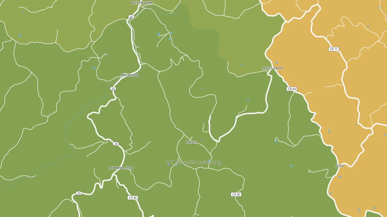 Gaines, WV Map of Murder Rates
