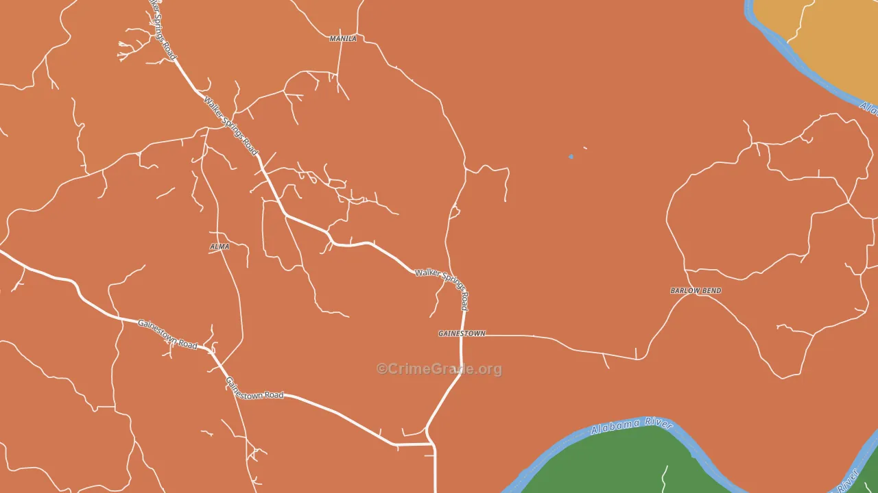 Gainestown, AL Map of Murder Rates