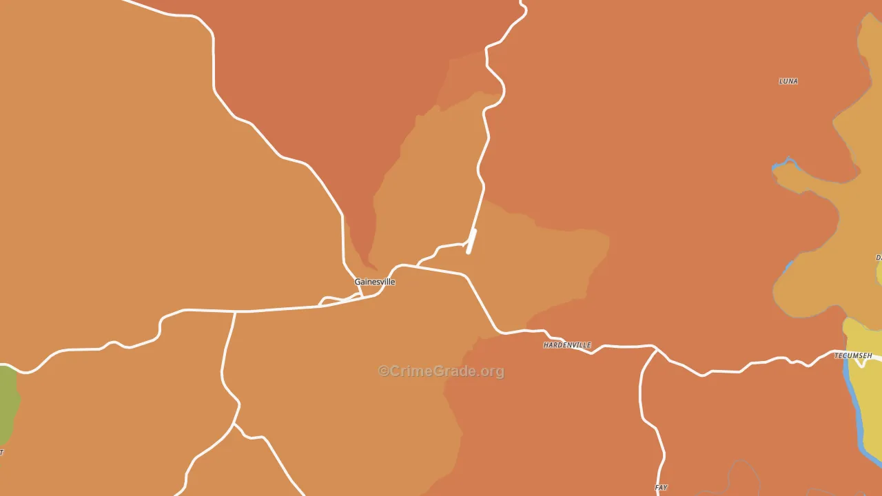 Gainesville, MO Map of Murder Rates