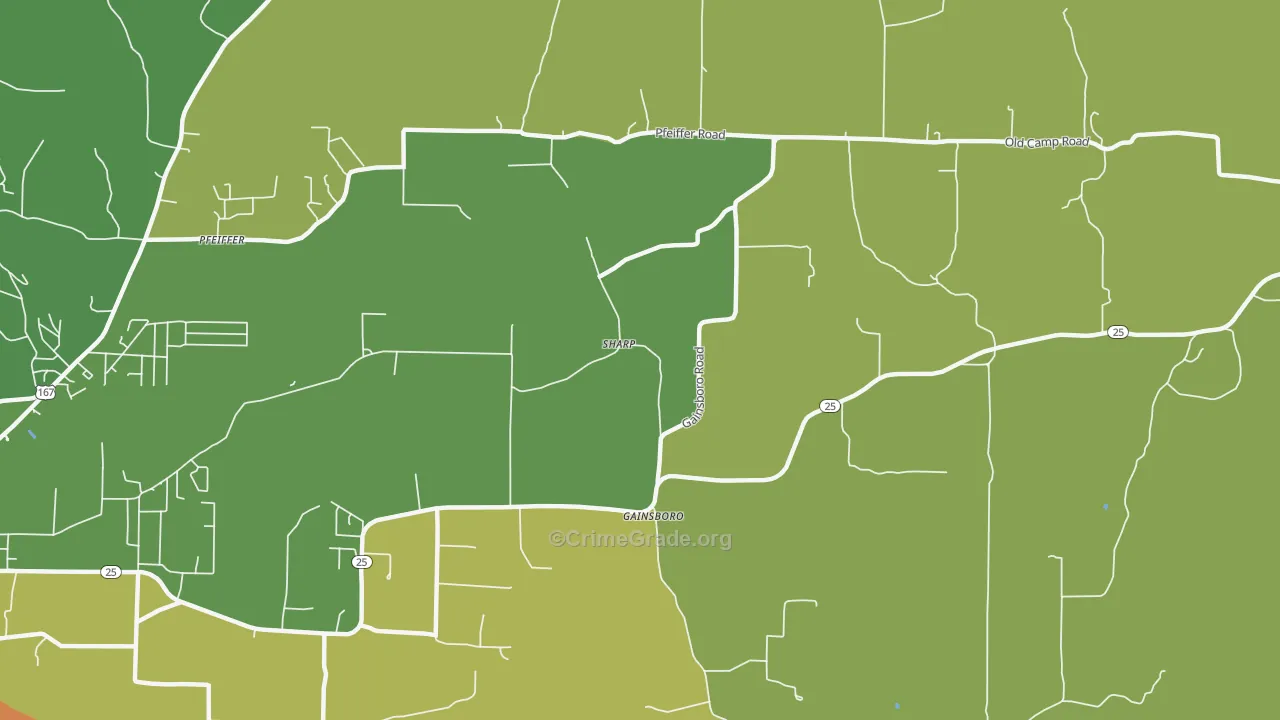 Gainsboro, AR Map of Murder Rates