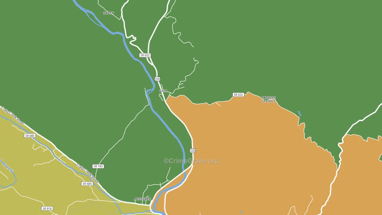 Gala, VA Map of Murder Rates
