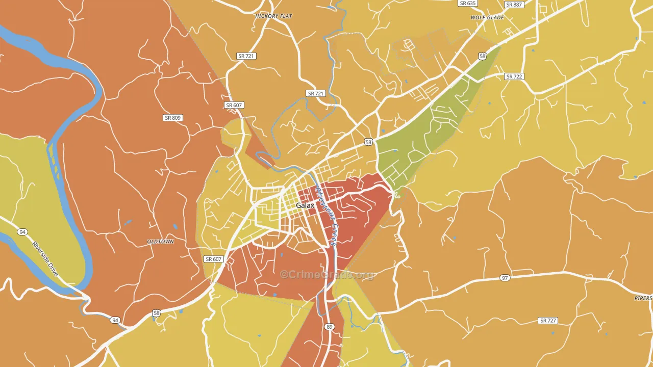 Galax City, VA Map of Murder Rates