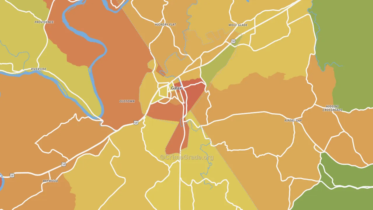 Galax, VA Map of Murder Rates