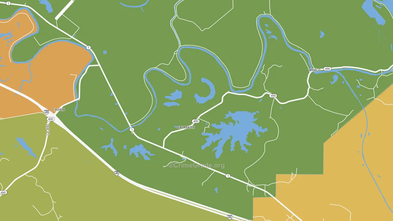 Galbraith, LA Map of Murder Rates