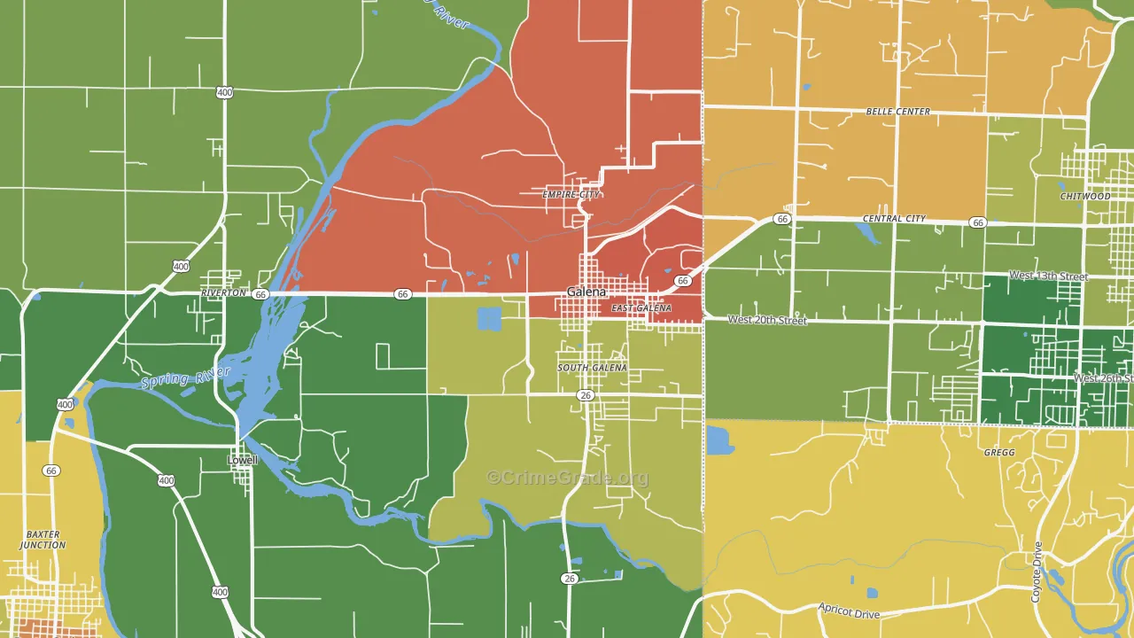 Galena, KS Map of Murder Rates